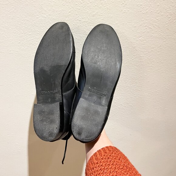 Black Leather Lace-Up Ankle Boots - Women's Size 9 - Picture 10 of 16